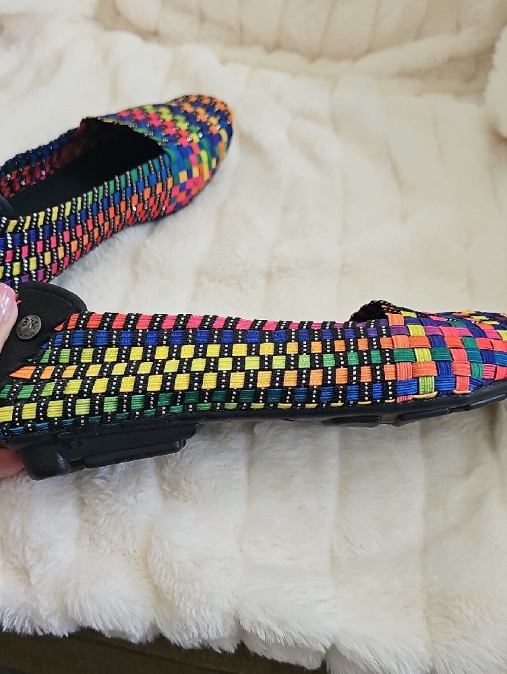 bernie mev. Black Slip-On with Rainbow Braided Trim And Metallic Accents - Picture 9 of 10